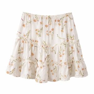 6. 7/8 Girls 100% Rayon Cottagecore Floral Ruffle Tiered Mini Skirt